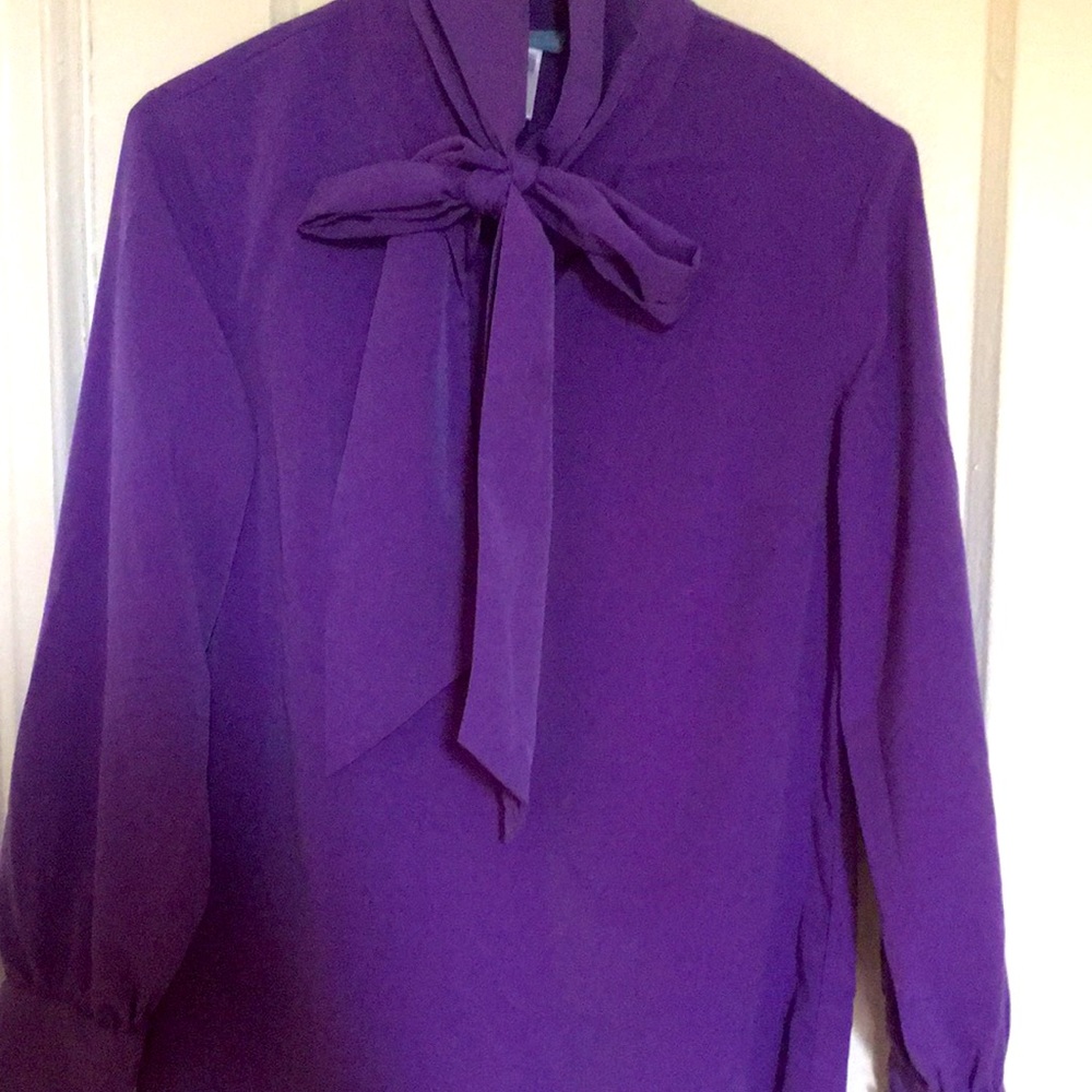 Purple blouse with necktie